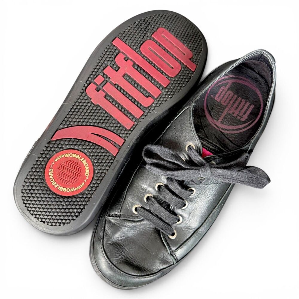 fitflop microwobbleboard smart comfort classic black women's lace-up oxfords 8